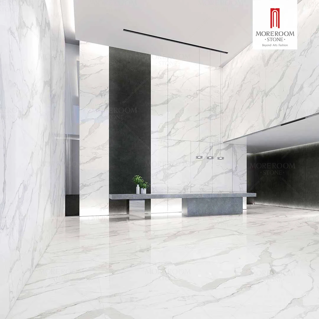 Manufacturing Sintered Stone Calacatta Supremo White Marble Wall Flooring Countertop Stairs