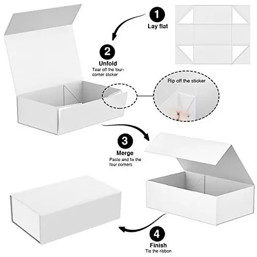 Custom luxury Apparel Packaging Boxes Paperboard Clothes/Shoes White Matte Magnetic Gift Box with Ribbon