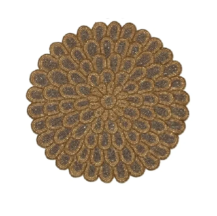 Glass Bead Placemat Classic Style Multi Color Embroidered Table Mat At Budget Friendly Price