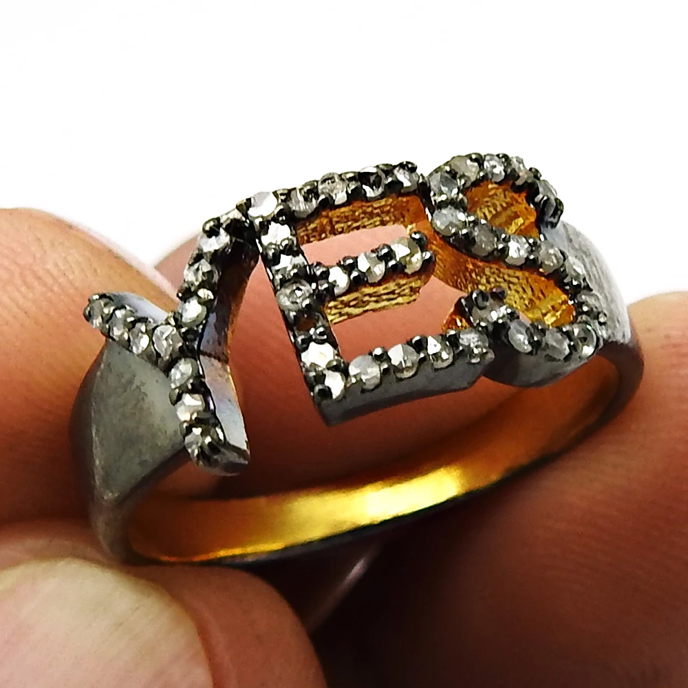 Gold Plated Pave diamond STAR Ring 925 sterling silver handmade jewelry Engagement Wedding Gift for girl party wear jewelry