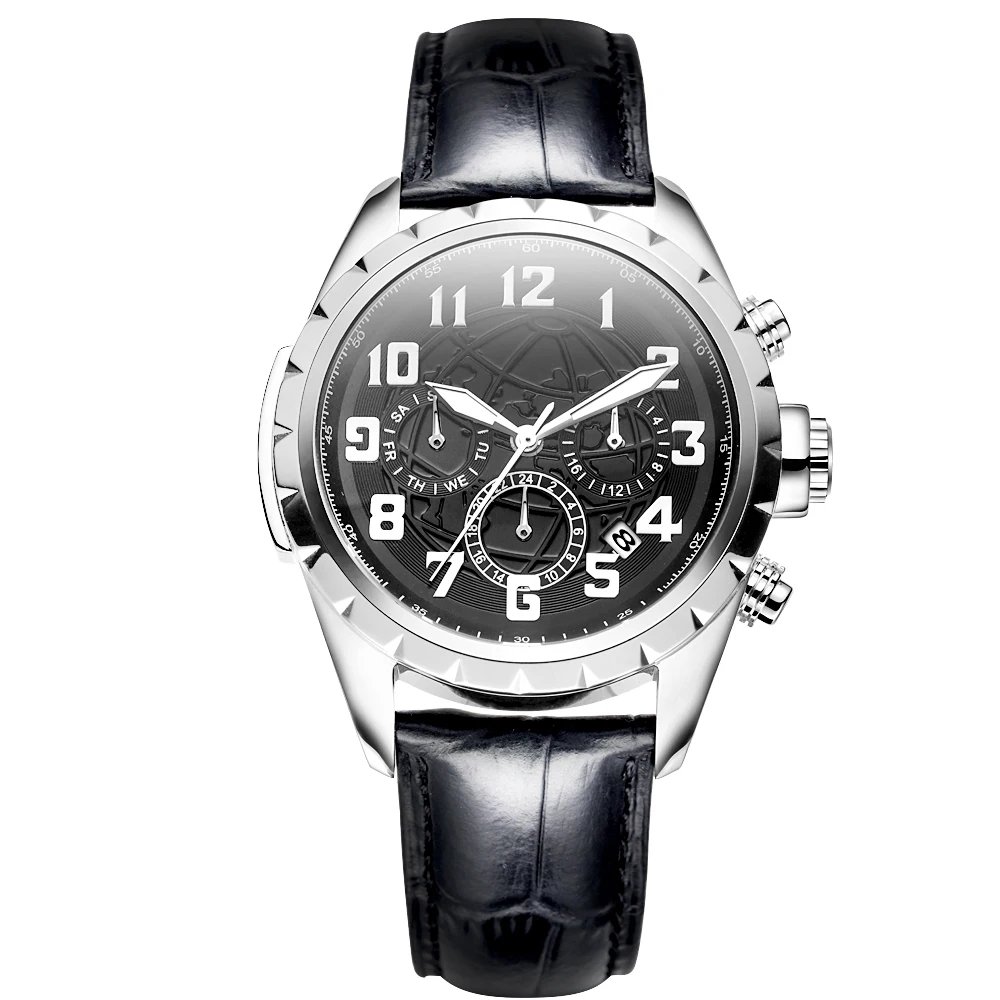 Wholesale Multifunction arabic watch horlog Stainless Steel  Watch10ATM Water Resistant Luxury Quartz sieko watch for men