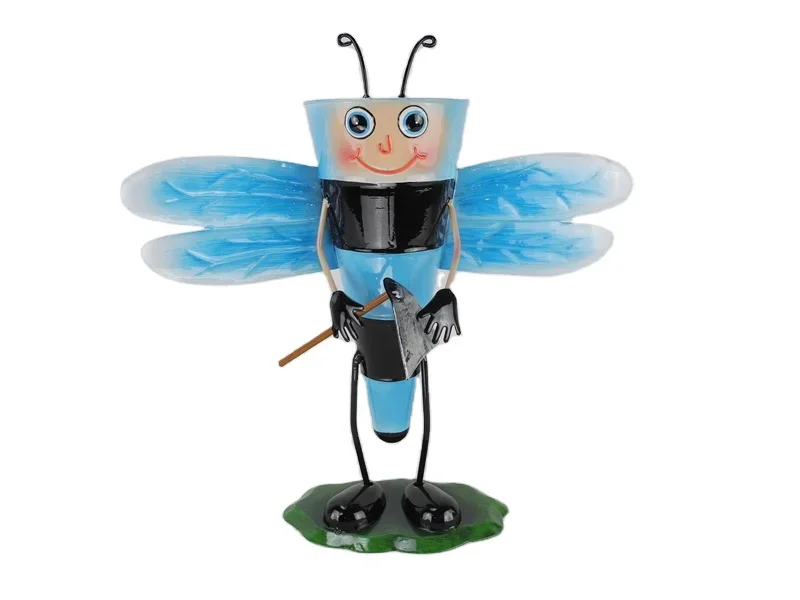 Wholesale Promotional Custom Cartoon Bee Ladybug Metal Flower Pot for Hanging Floor or Shopping Mall Use for Growing Flowers