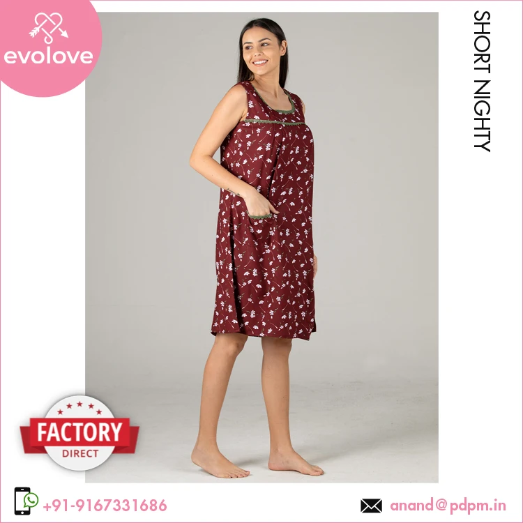 Wide Product Range of 100% Cotton Made Short Nighty Sleepwear Long T-shirt Nightshirt for Ladies for Bulk Buyers