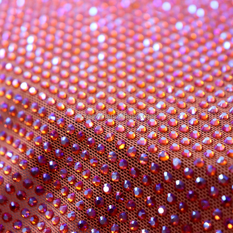 FB001 Glass Lace Crystal Mesh Fabric 1mm Spacing Bling Crystal Dance Fabric Embroidery Netting Rhinestone Fabric