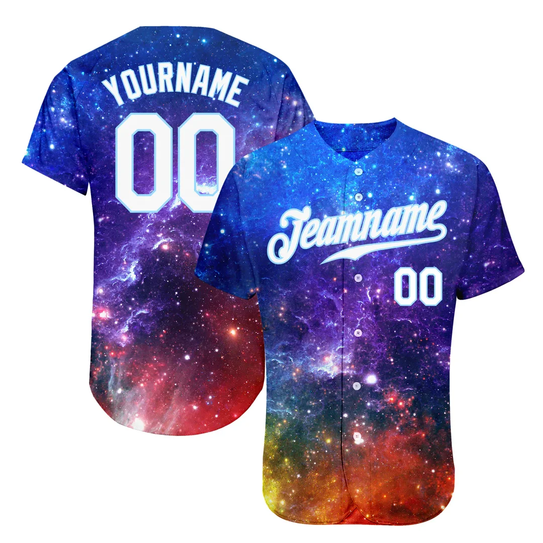 Low MOQ Quick Dry 3D Galaxy Sublimation Breathable Men Women Youth Custom Logo Sportswear Baseball Jerseys