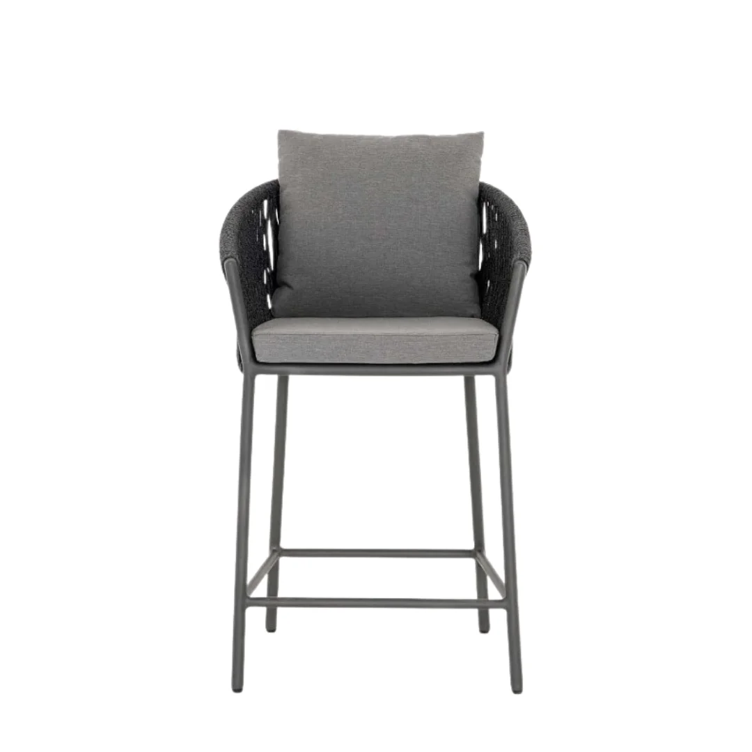 Outdoor Garden High Bar Stools Rope Dining Chair With Cushion Waterproof Patio Outdoor Furniture For Bistro From Vietnam