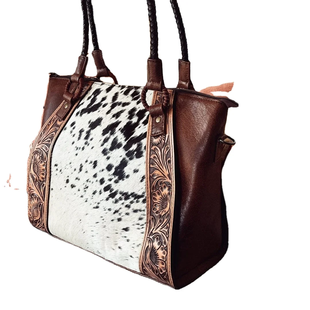 Suede Cowhide Tote Bag Cow Print Purse Free Shipping