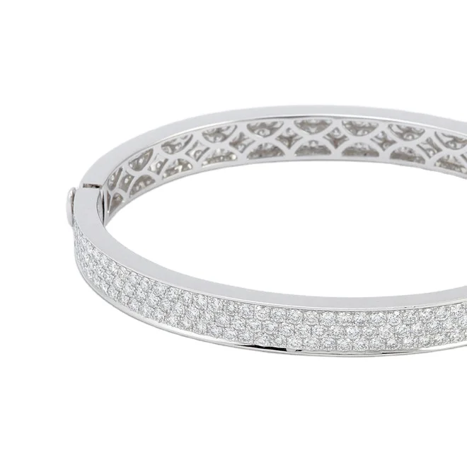 18k White Gold Pave Setting Diamond Bracelet Bangle Lab Grown Diamond Tennis Bracelet For Girls