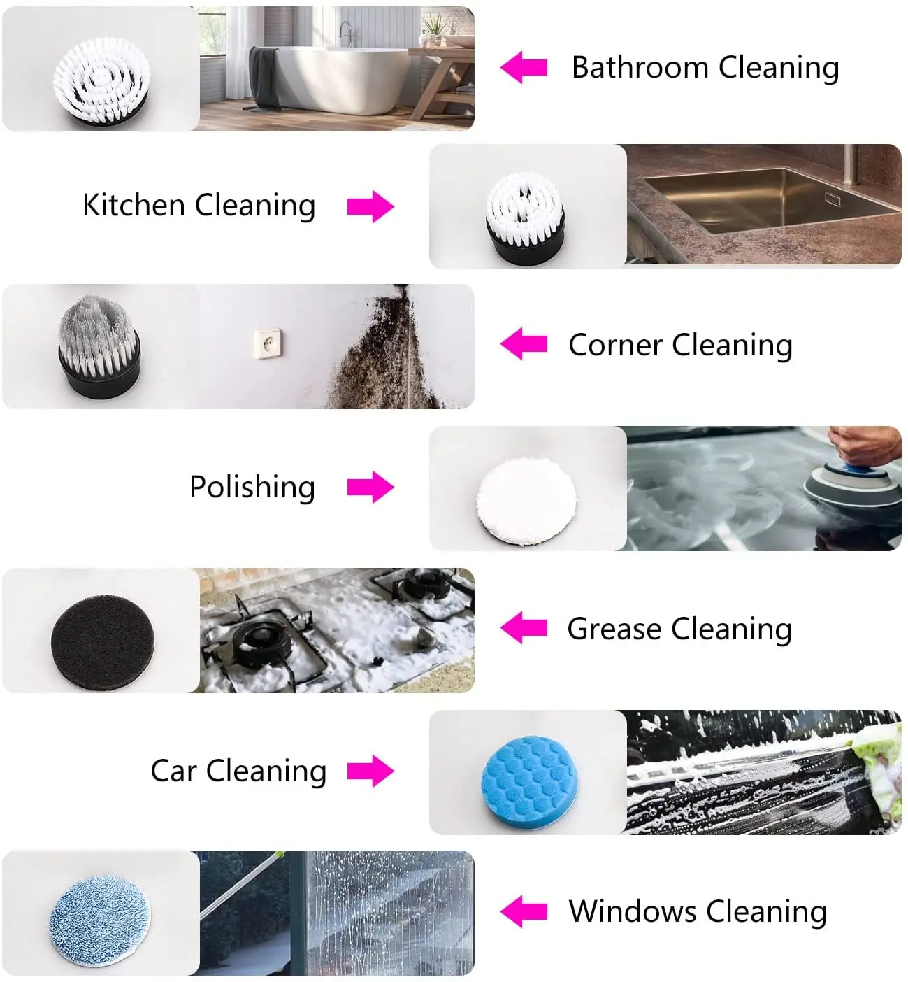 7in1 Electric Cleaning Brush  Handle House Cleaning,Good Quality Spin Scrubber for  Stubborn Stains and Household Flooring Scrub