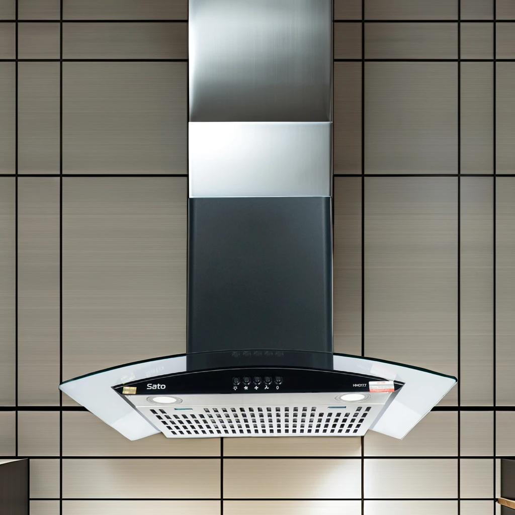 SATO HM017.C Curved Glass Range Hood Cooker Hood With Durable 3-mode Motor Powerful Suction For OEM/ODM