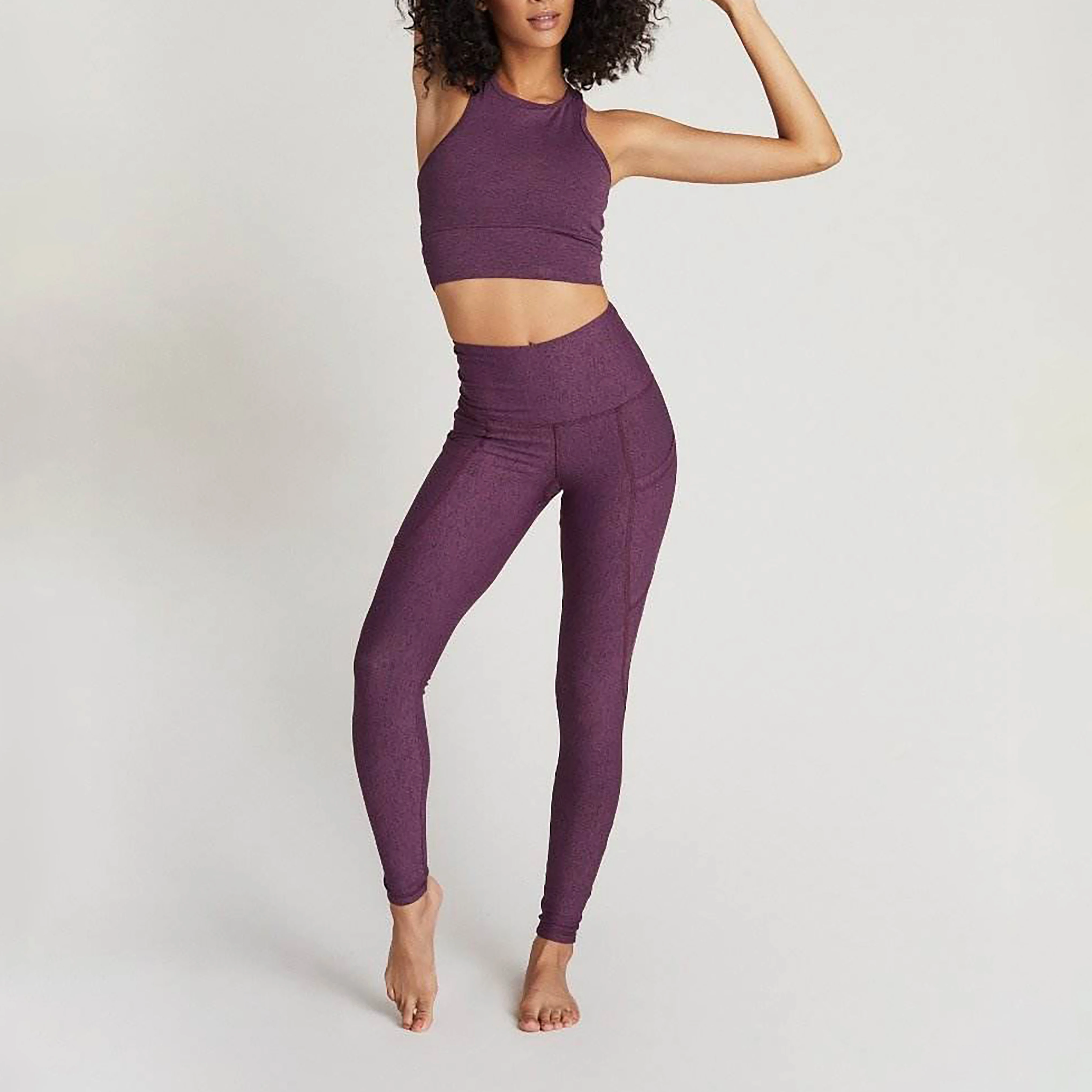 2Pcs Naked Feeling Soft Yoga Align Squat Proof Sets Seamless Sexy Sportswear Sets Women 2 Piece High Back Sports Bra Custom Logo