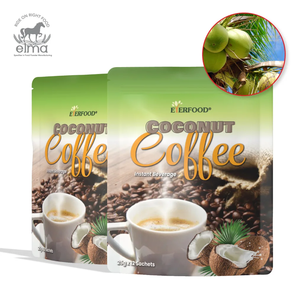 Malaysia Supplier OEM Instant Coconut Coffee Sachets Packet Rich Aroma Classic Coffee Powder Form Famous Malaysia Coffee Bag