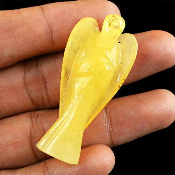Wholesale 1.5 2 inch Natural Stone Yellow Aventurine  Angel Carving Gemstone Crafts Ornaments Amethyst rose quartz angel Crafts