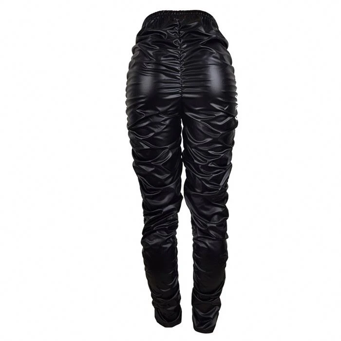 Custom Logo Oversized Thick Stacked Relaxed Fit Embroidery Sweatpants Trousers Large Pockets Straight wear Leather Pants Men