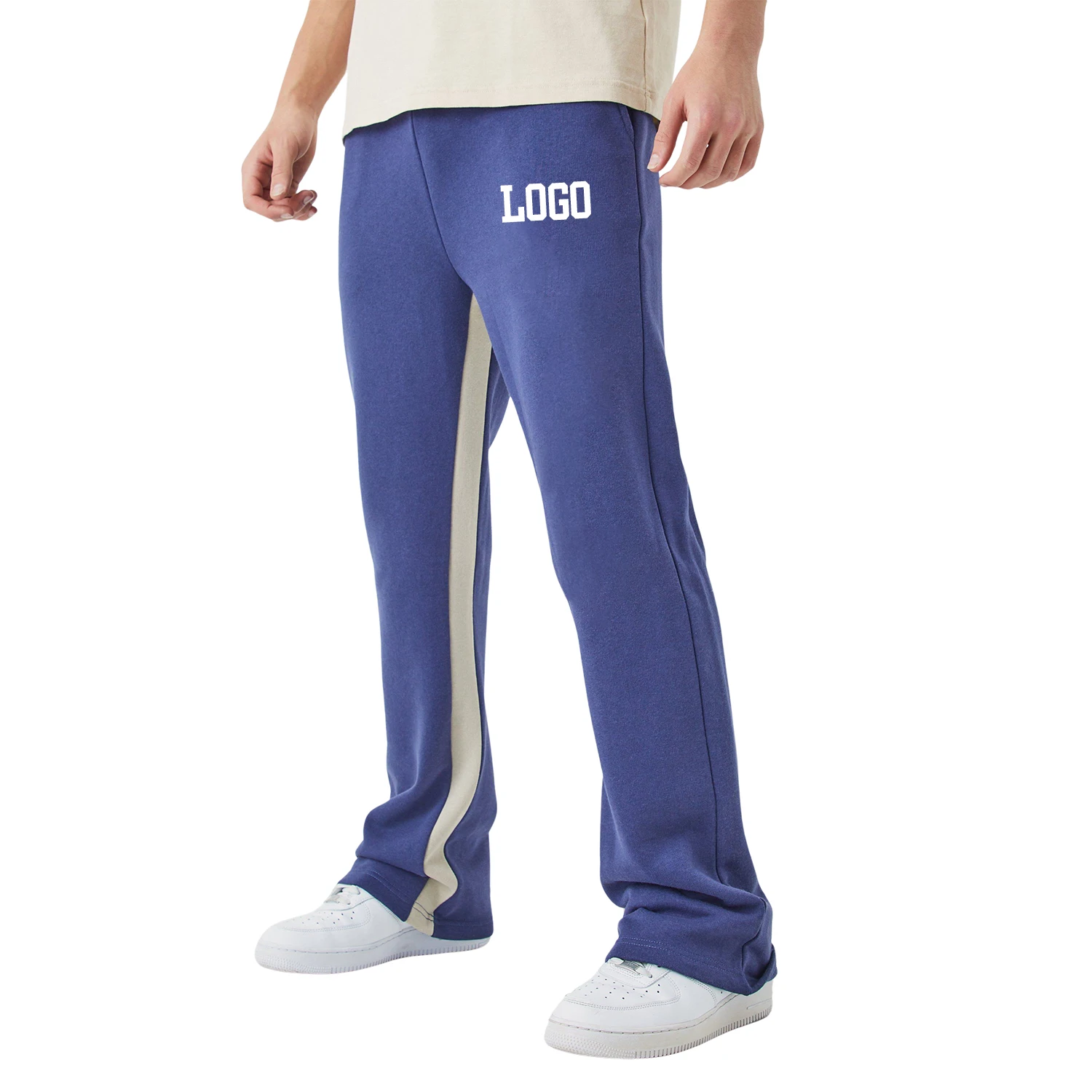 Customized Design Mens Heavyweight sweatpants OEM High quality stacked sweatpants custom print fleece wide leg sweatpants