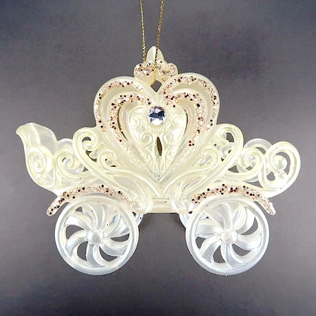 Christmas New Year Decoration Clear with Irrid Plated Acrylic 3D Heart Shape Wagon Ornament