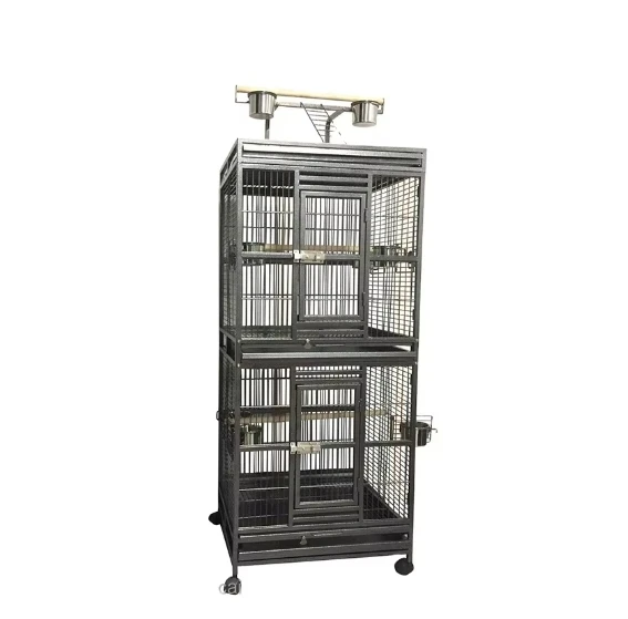 Tall 2- in- 1 Twin Double Parrot Aviary Bird Cage with Play Roof Top Ladder Wheels African Grey Parrots Cockatiels Parakeets