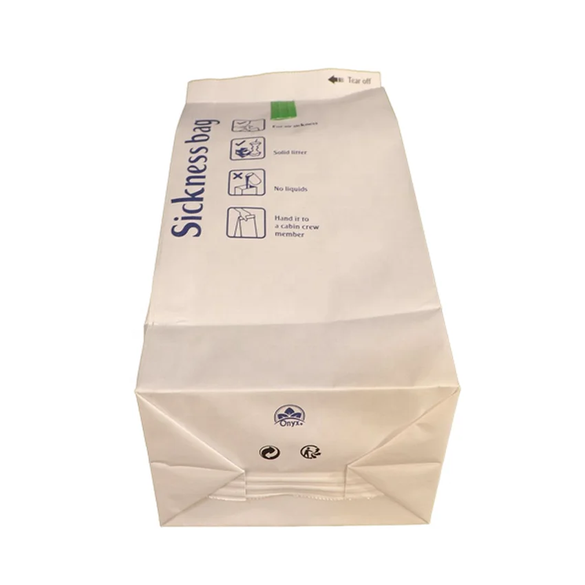 OEM wholesale  customized disposable big tin tie small tin tie square bottom vomit white paper bag from China