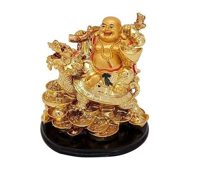 Pack Of 1 Feng Shui Laughing Buddha on Dragon for Good Luck   Vastu Feng Shui Items  Laughing Buddha Gift Blessing Good Luck De