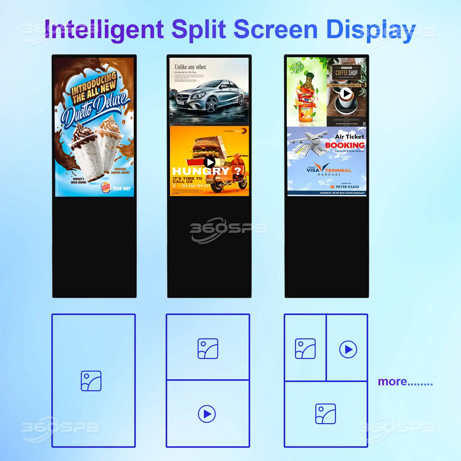 360SPB IPI49A Portable Indoor Digital Signage Touchscreen indoor advertisement LCD screens for gym
