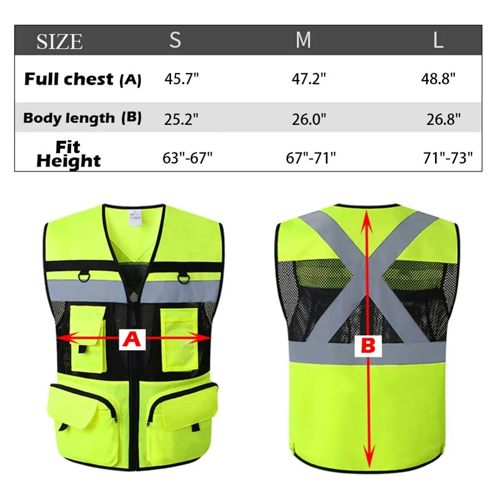 Automobile Motorcycle Reflective Safety Vest Yellow High Visibility Night Warning Safety Coat for Traffic Car Summer Mesh Vest