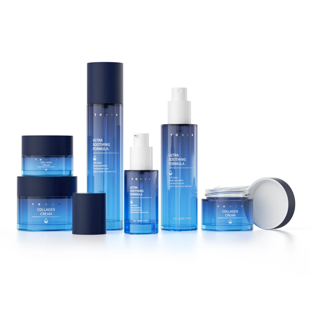 Skin care packaging 5g 15g 30g 50g 80g cream jar 100g 50ml 100ml 120ml cosmetic container glass spray lotion pump bottle set