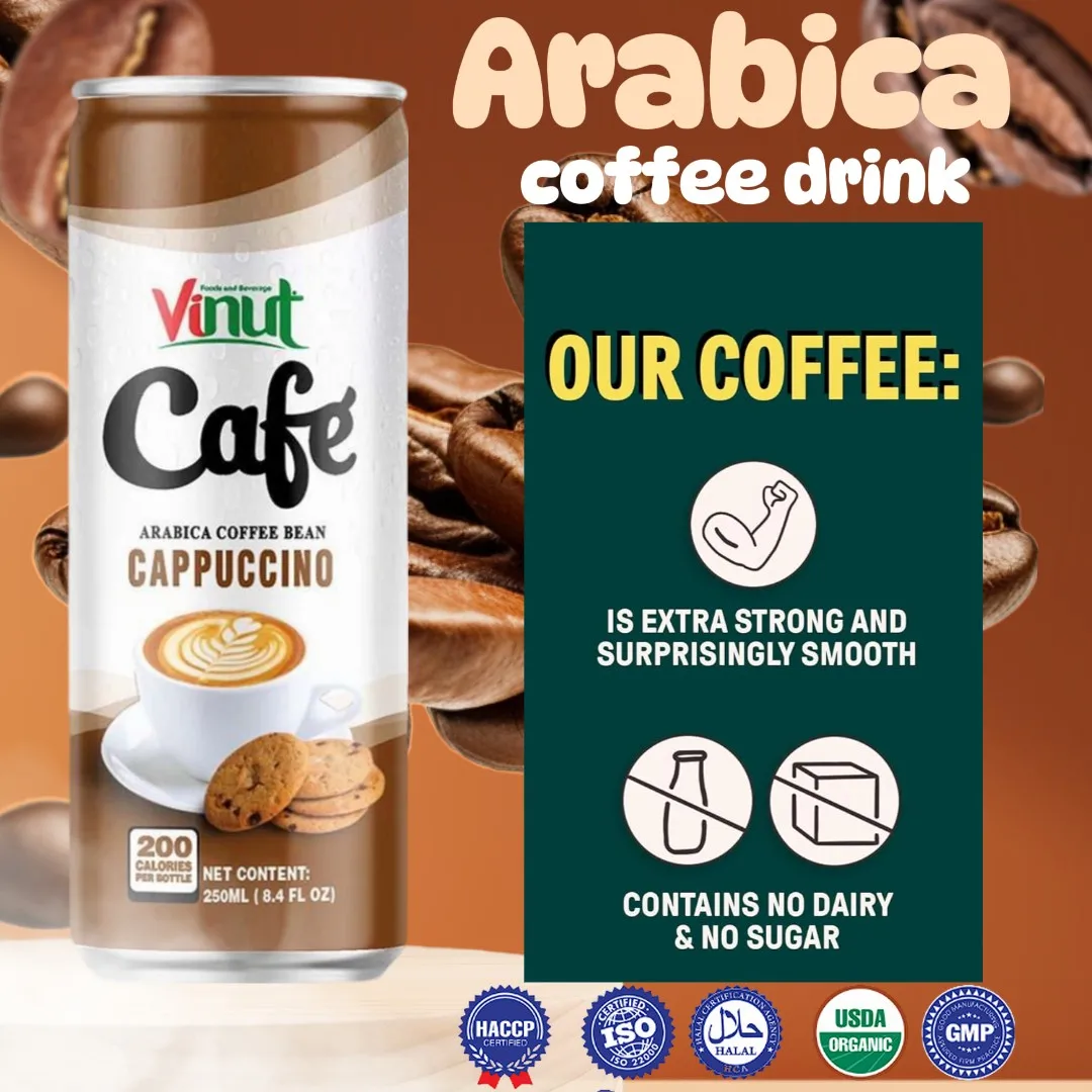 Wholesale/Private Label Coffee Drink 250ml Vietnam Arabica VINUT| Cappuccino Latte Iced Flavor, Free Sample & Design, OEM,ODM