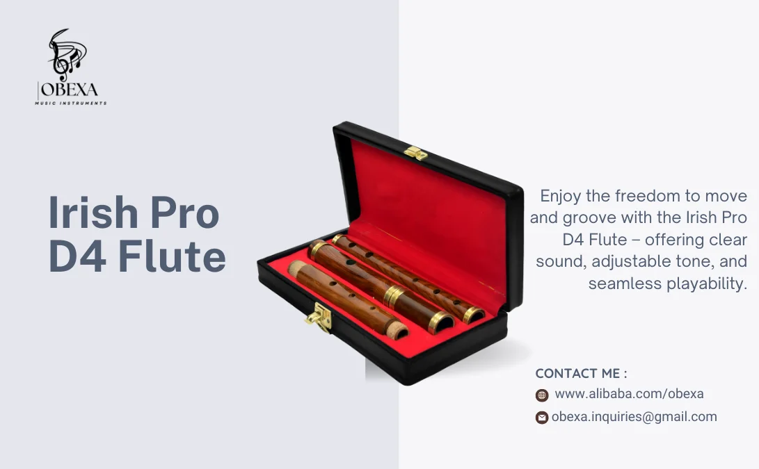 Irish Pro D4 Flute Professional 9-Hole Wooden Flute with Adjustable Silver Plated Key Carrying Case Included