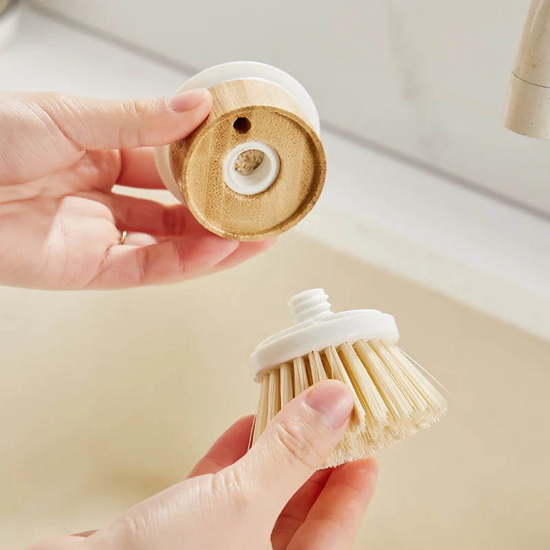 Заводская щетка из натурального бамбука и дерева круглая мини-щетка для мытья посуды кухонные щетки чистки