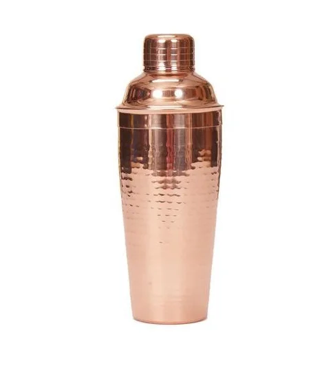 Fancy Bar Tools Copper Finished Steel Cocktail Shaker SS Unique Design Handmade Drink Mixing Cocktail Shaker Set