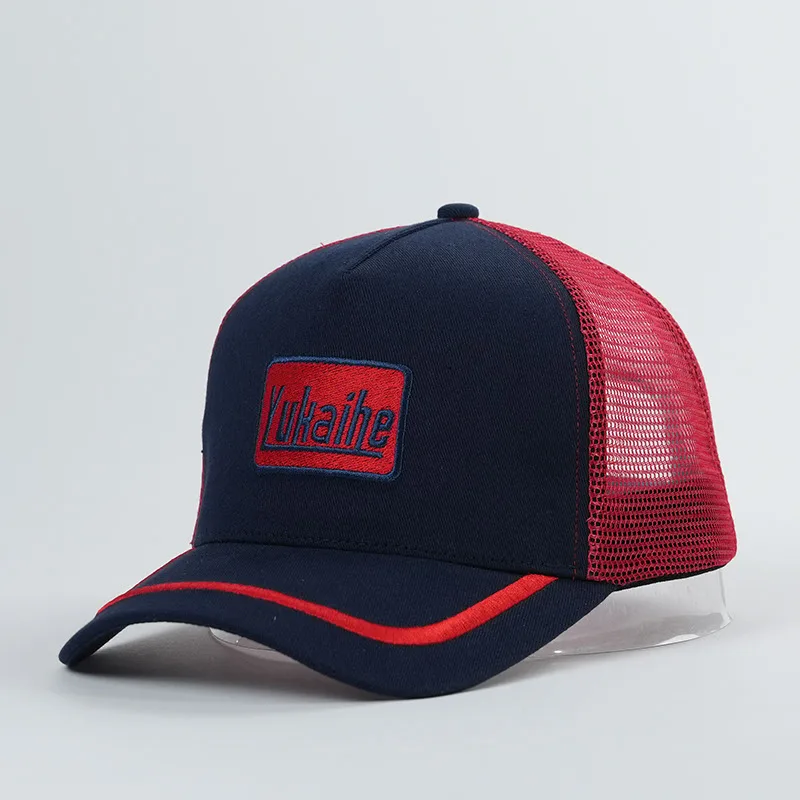 New Arrival OEM Suede Custom Embroidery High Quality Mesh Trucker Hat With Leather Brim