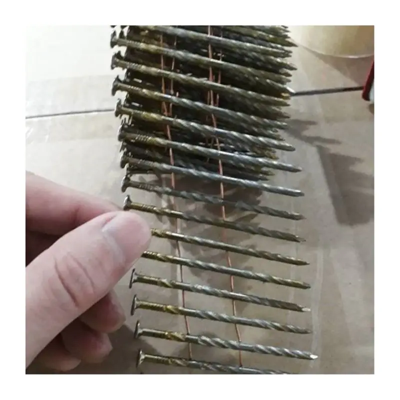 For Coil Nailer Top Quality Factory Direct 15 Degree Flat Head Wire Collated Nail Coil Nail 2 1/4 Framing Nail