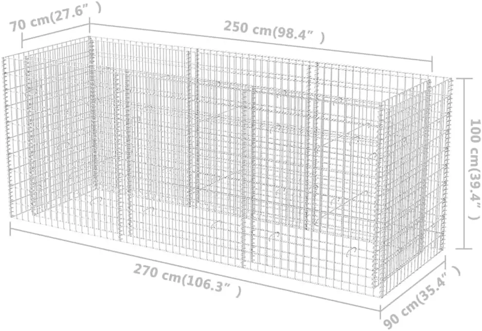 Galvanized Metal Gabion Basket Wire Mesh Security Fence Planter and Retaining Wall Durable Fencing Gabion Baskets