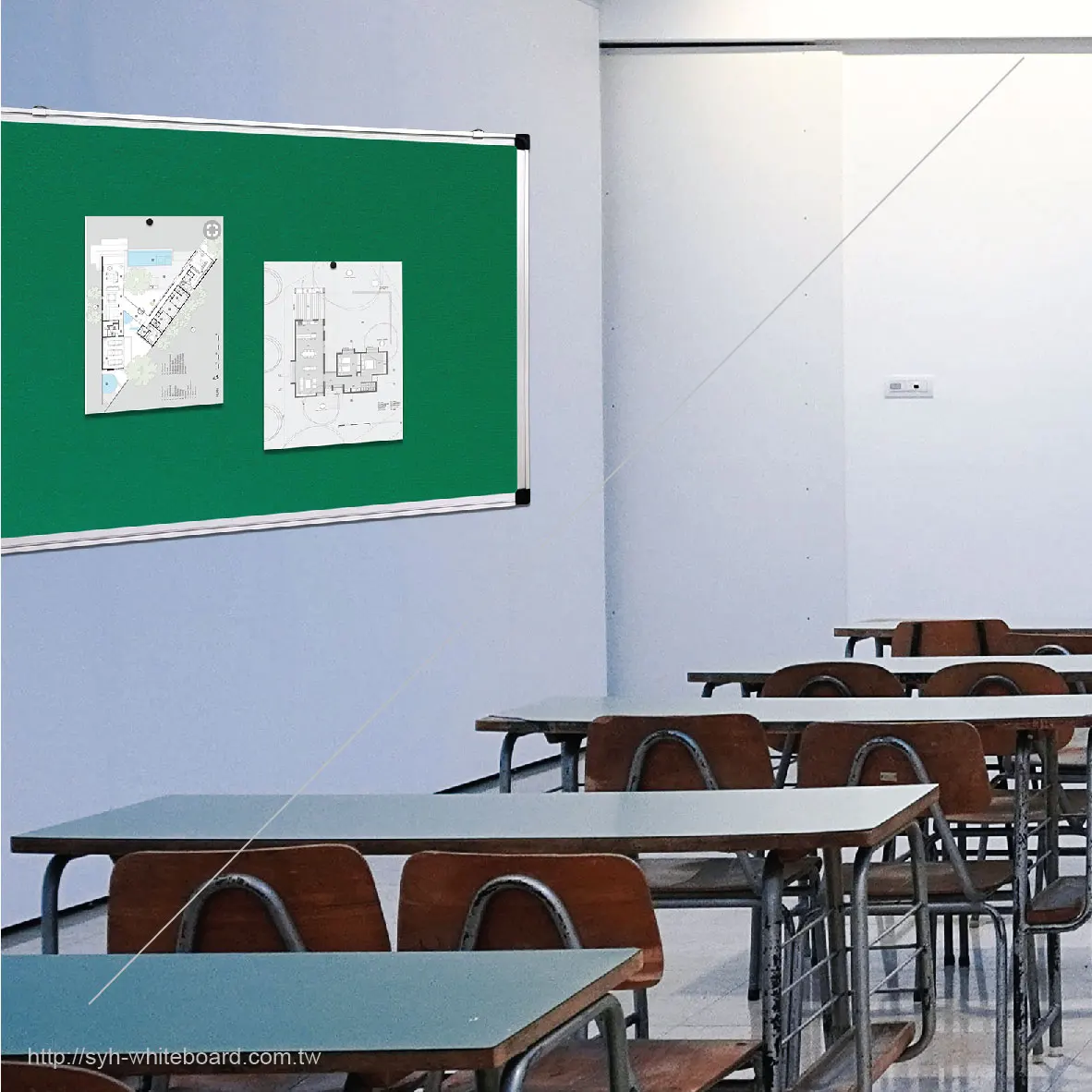 Доска для объявлений из зеленой бархатной ткани