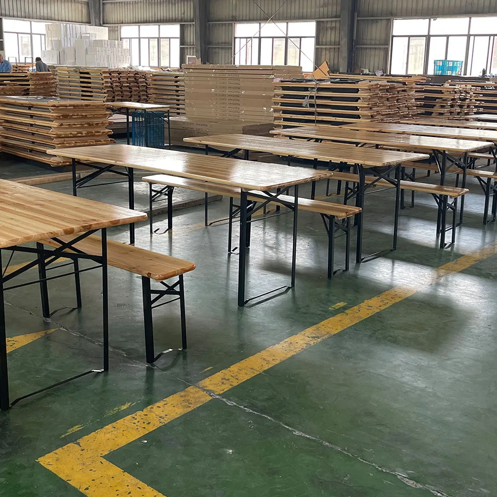 High Quality Outdoor Wooden Beer Garden Folding Table And Bench For Patio