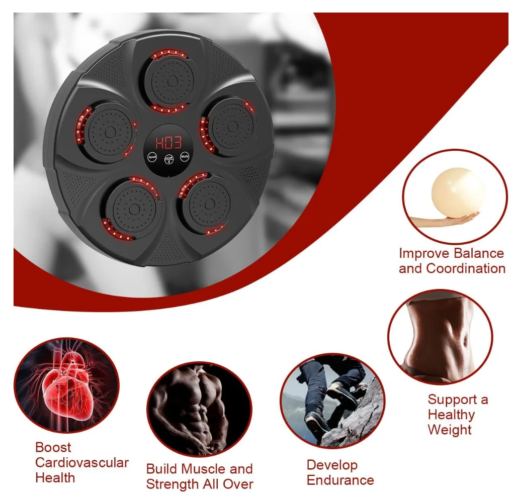 JIKE sports Smart Bluetooth Music Boxing Machine Trainer, Wall Mounted Boxing  for Amateur Home Fitness Equipment (Black)