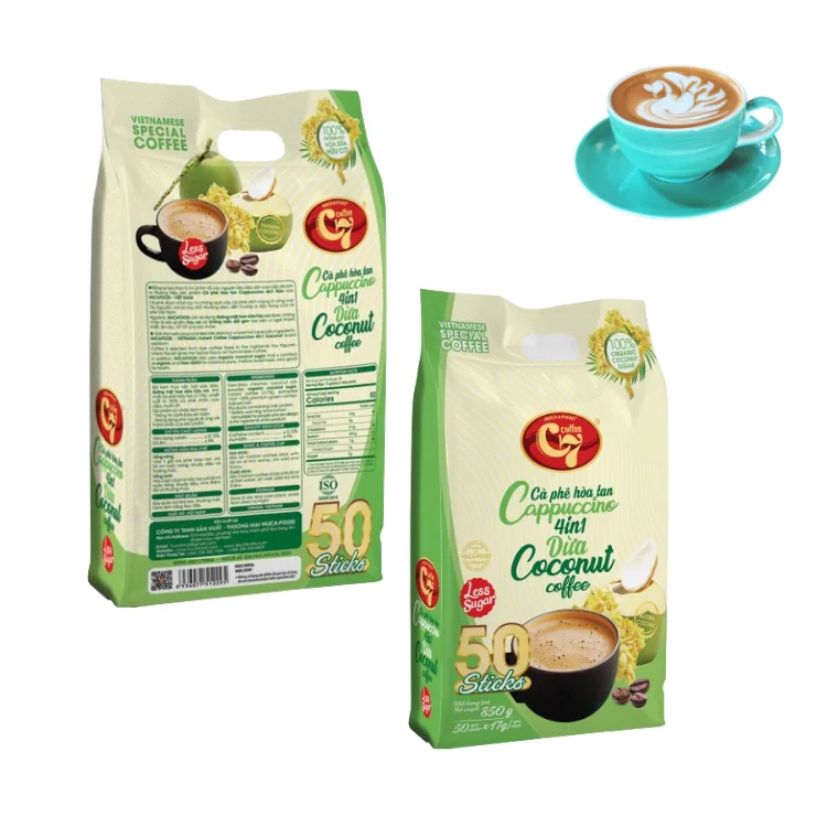 Vietnamese Instant Coffee Best Selling Cappuccino 4 In 1 Using With Hot Water Taste As Coconut Coffee Vietnam Factory