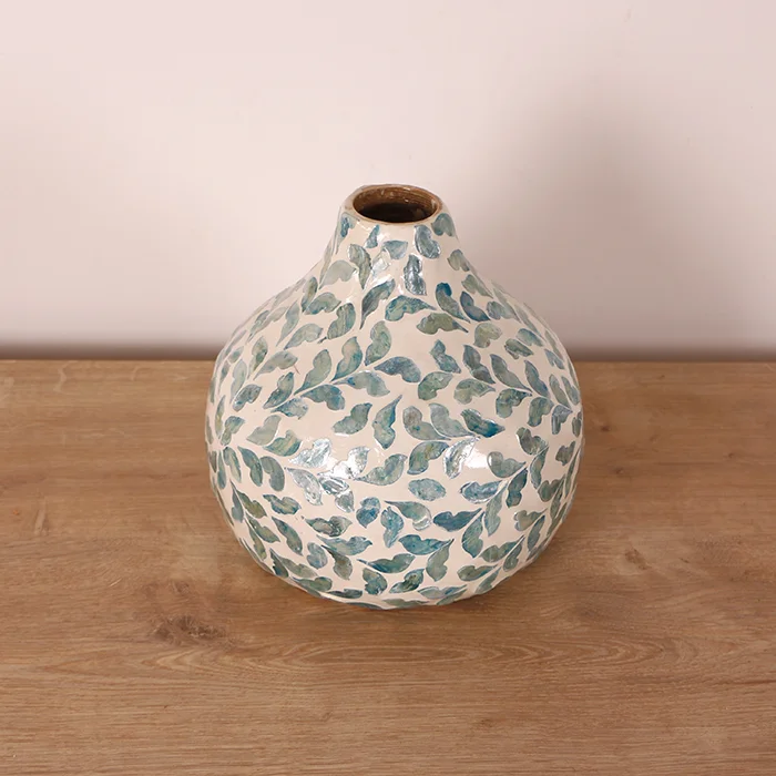 Handmade Mother of pearl Flowers Vase Table Decorative Seashell Vases Cylinder vase in living room or bedroom