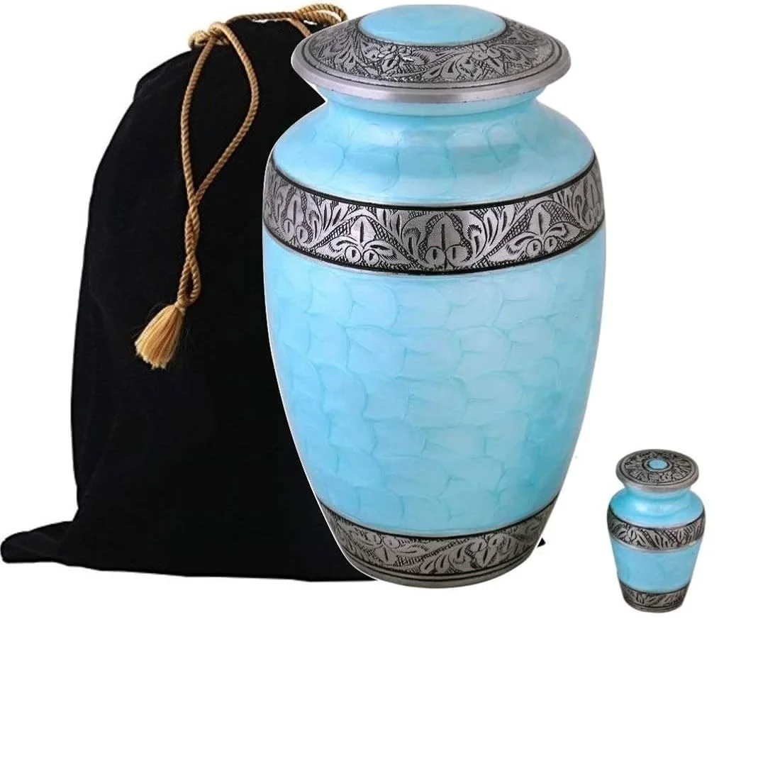 Hot selling Leaf engraved belt Cremation Urns funeral supplies brass cremation urns For Adult Ashes Keepsake Urns