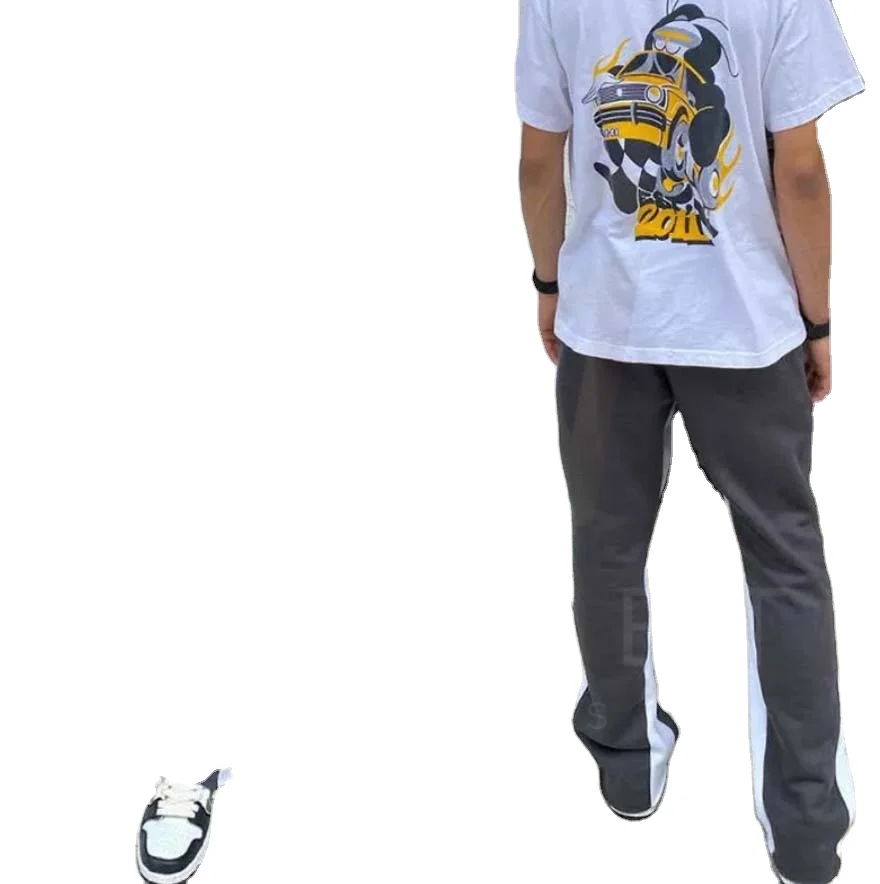 High Quality Mens Streetwear Stacked Sweatpants French Terry Elastic Waistband Men Flare Sweat Pants