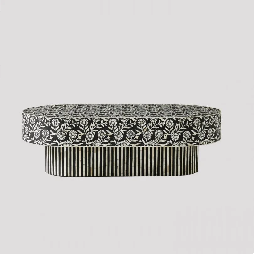 Luxury Home and Office Decorative Furniture Bone Inlay Tables Custom Round Shaped Tables for Sale from India