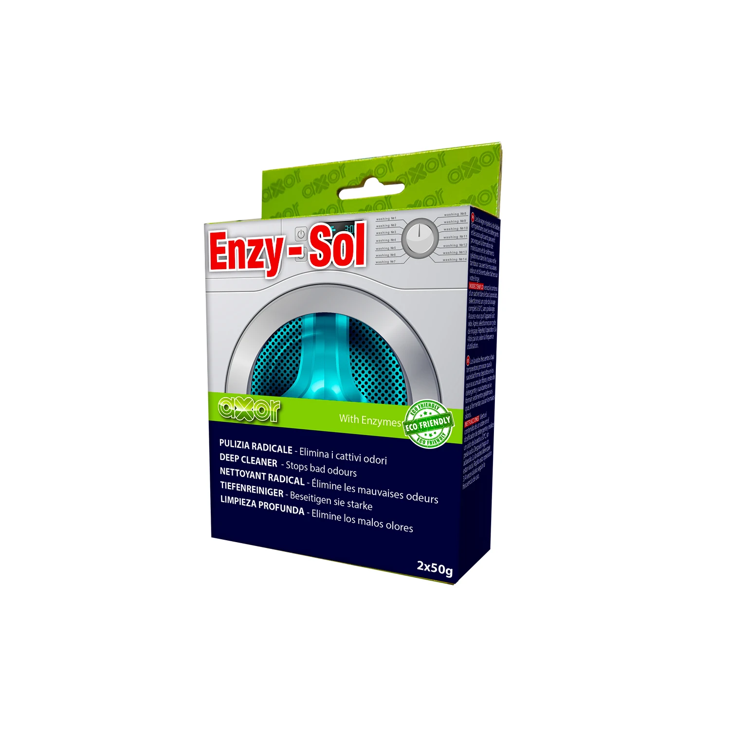 Enzyme Odour Remouving Powder For Washing Machine ENZY SOL ONE Pack 2 Sachets 50 G Made In Italy