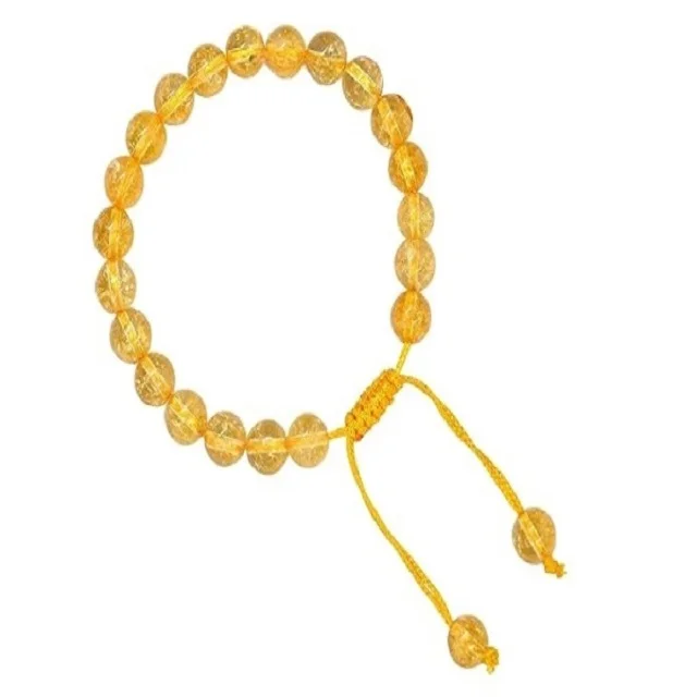 Unisex 8mm Citrine Adjustable Bracelet Custom Healing Semi-Precious Stone Crafts in Feng Shui Style King Agate