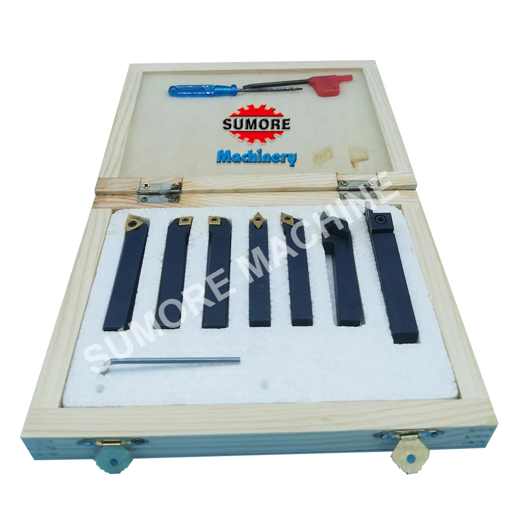 Box Cutting Tool 7 pcs Tin Coated Lathe Tools 10*10mm Turning Tool for Lathe  SUMORE 19x14x4cm