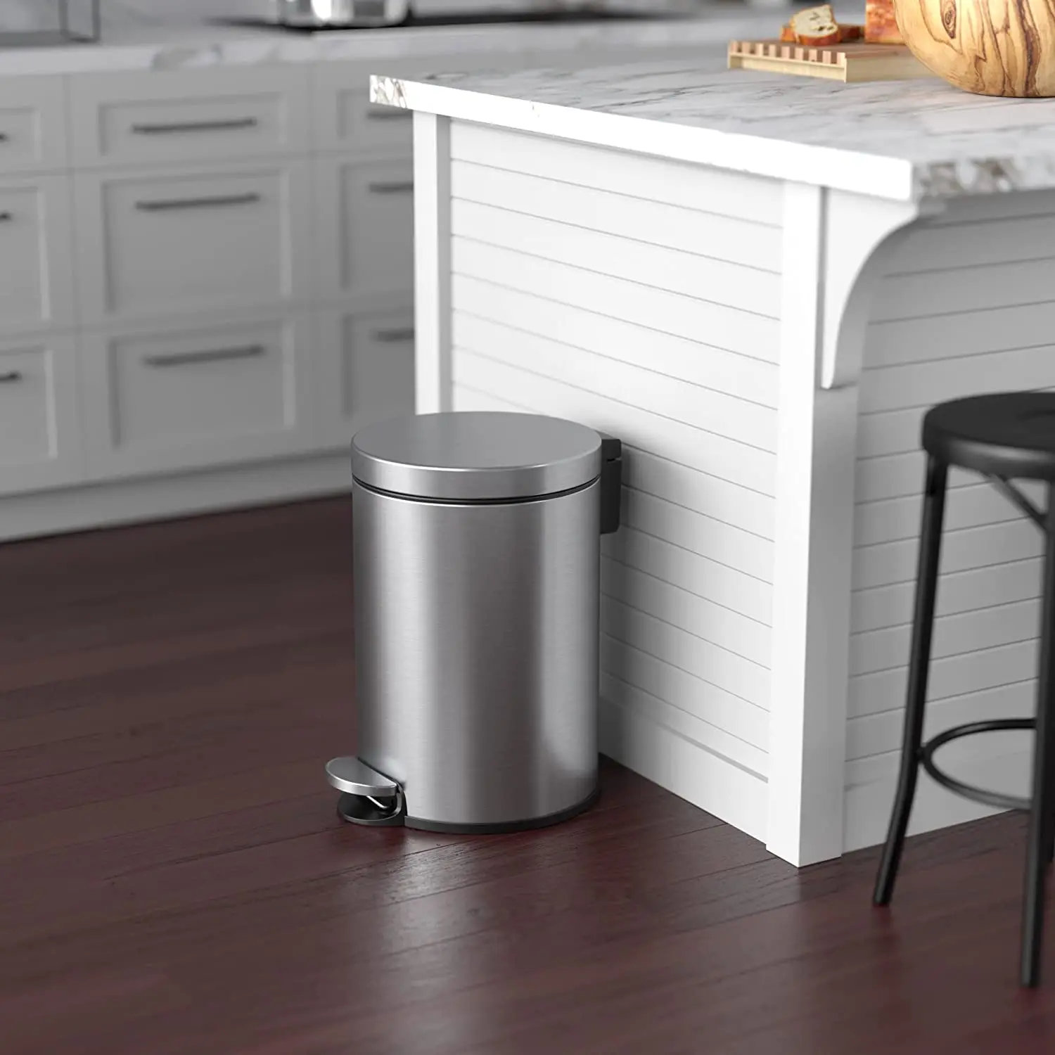 Wholesale Manufacturer household garbage can flat lid stainless steel trash can waste bin kitchen round