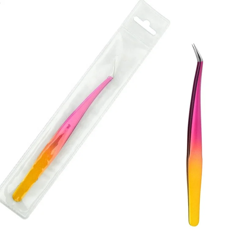 New Professional Eyelash Extension Personalised Sharp Point Volume Facial Tool Stainless Steel Lash tweezers at low price