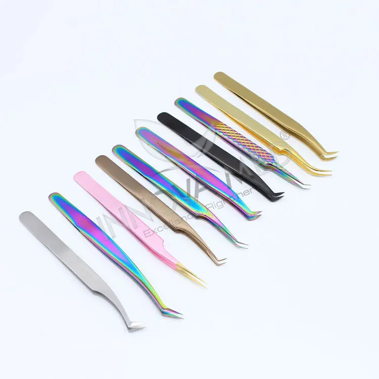 Custom Label Hand-Tested Lash Tweezers in a Stylish and Elegant Black Design Regular Tip Volume Tweezers