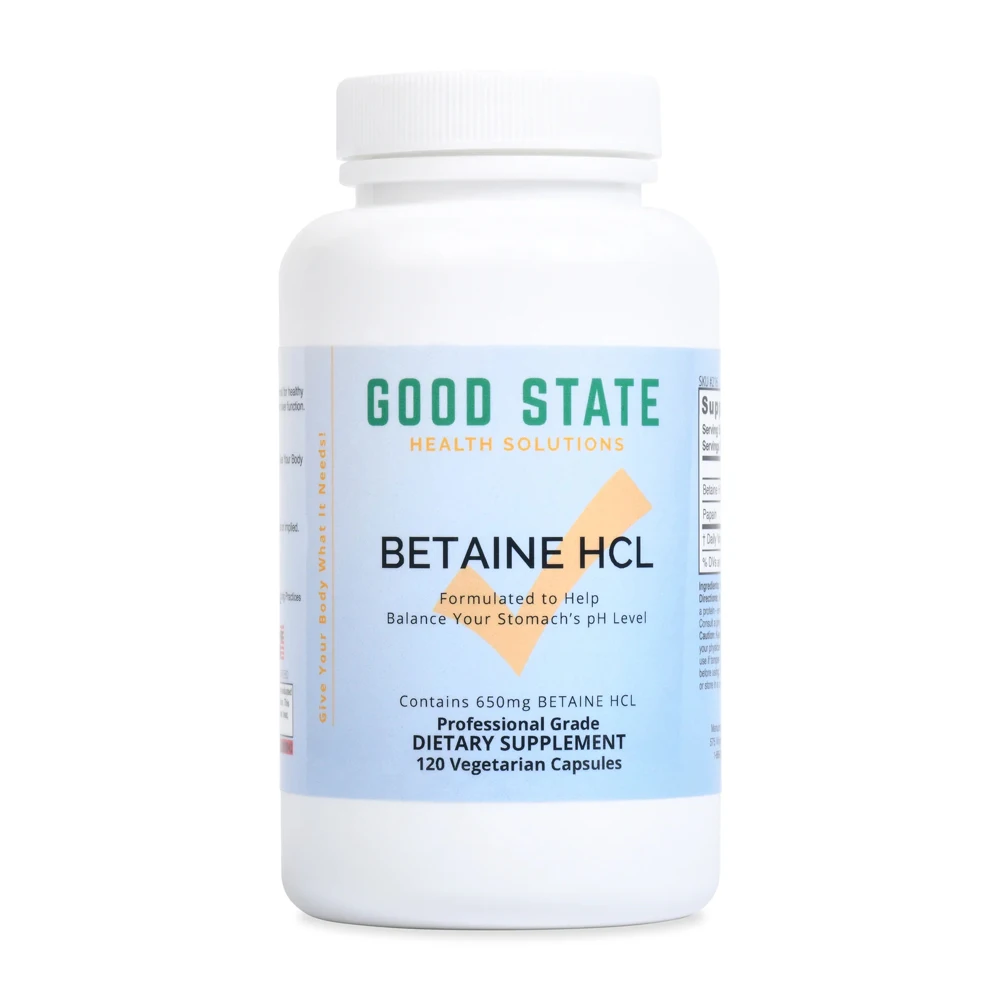 Good State Betaine HCL Mineral Supplement 120 Veggie Capsules Premium Quality Dietary Supplement.Vegetarian Capsules