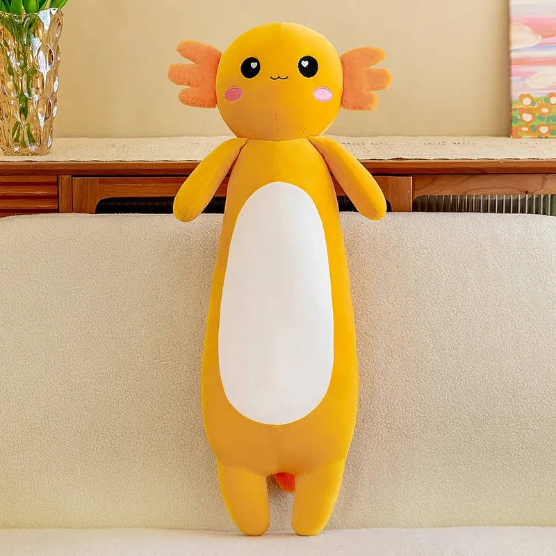 New Long Body Cute Axolotl Plush Throw Pillow Soft Axolotl Plushie Gifts Boys Girls Pink Stuffed Animal Axolotl Plush Toy