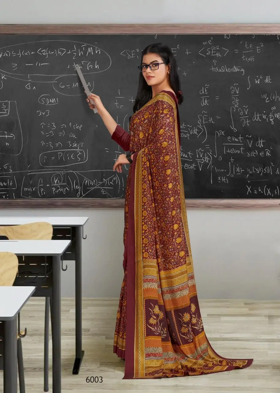 Beautiful Italian crepe silk Uniform sarees for women